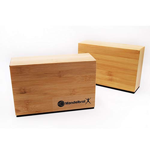 Mandelbrot X Yoga Block | 2-Pack Bamboo Wood Blocks Lightweight Eco Friendly Slim Design for Yoga, Pilates, Strength, Balance, and Flexibility – 3 in x 6 in x 9