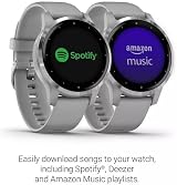 Garmin vivoactive 4S GPS Smartwatch Music Body Energy Pulse Ox Silver Gray Band view 2