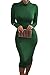 Pink Queen Womens Turtleneck Long Sleeve Knee Length Bodycon Midi Dress L Green