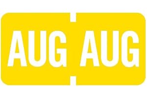 Doctor Stuff - File Folder Month Labels, August, Tab Products - TMLV Series Stickers, Yellow, 1/2" x 1", 500/Roll