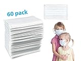 White Surgical Masks Disposable, Kids Medical Mask Pediatric Hospital Dental Earloop Mask 4Ply Child Face Mask 60PCS RellQ