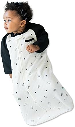 Tealbee Baby: Sleeping Sack with Sleeves for Babies - Bamboo & Cotton Wearable Blanket for Safe Sleep - Keeps Newborn and Infant Warm with Arms - Unisex for Boys and Girls (Small, White & Black)