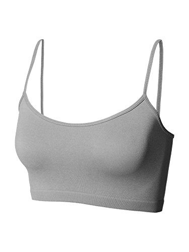 Luna Flower Women's Seamless Bralette-Spaghetti Straps No pad No Wire Grey ML(GBRW008)