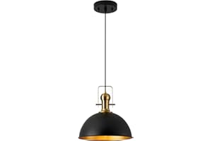 ALAISLYC 12 Inch Black Farmhouse Pendant Lights Matte Pendant Lights for Kitchen Island Industrial Adjustable Height Vintage Dome Hanging Light Fixtures for Barn, Dining Room 1 Pack