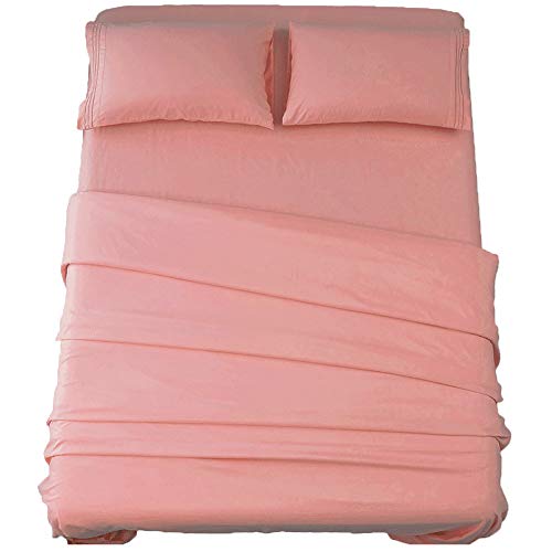 SONORO-KATE-Bed-Sheet-Set-Super-Soft-Microfiber-1800-Thread-Count-Luxury-Egyptian-Sheets-16-Inch-Deep-PocketWrinkle-and-Hypoallergenic-4-Piece-Coral-Queen