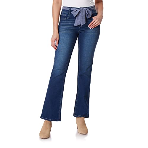 Angels Forever Young Women's Everflex Curvy Belted Bootcut Mid-Rise Jeans, Lisb…