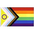 ANJOR Intersex Progress Pride Flag 3x5Fts - All inclusive Lesbian Gay Bisexual Transgender Rainbow Flag