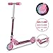 Pink Scooters Folding Portable Aluminum Kick Scooter with Light Up Wheels for Girls Kids Toddlers, Ages 3-12(Pink)