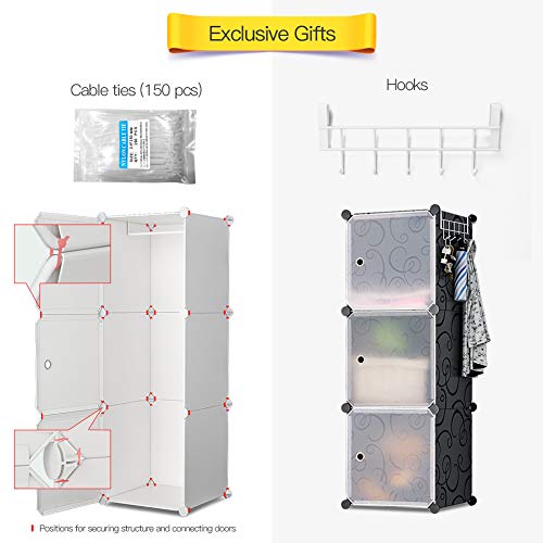 GEORGE&DANIS Portable Wardrobe Plastic Modular Closet Organization Customizable Cube Storage Organizer Bedroom Armoire Dresser, White, 4x4 Tiers