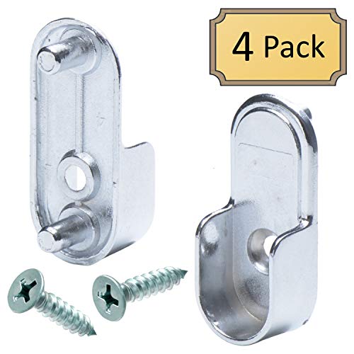 Desunia 4 Pack Oval Closet Rod End Supports w/Rear Facing 5mm Pins