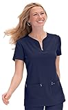 Koi Sapphire Women's Mara Y-Neck Solid Scrub Top Medium Navy