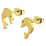 Gold Plated Stainless Steel Tiny Spiral Dolphin
