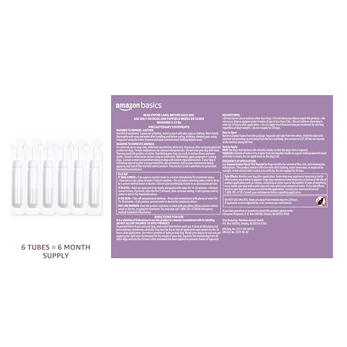 AMAZON BASICS FLEA AND TICK TOPICAL TREATMENT FOR LARGE DOGS (45-88 LBS), UNSCENTED, 6 COUNT (PREVIOUSLY SOLIMO)