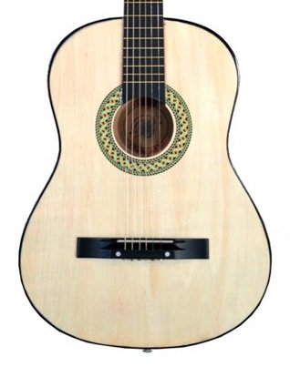 38" NATURAL Acoustic Guitar Starter Package, Guitar, Gig Bag, Strap, Pitch Pipe & DirectlyCheap(TM) Translucent Blue Medium Guitar Pick