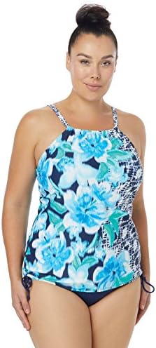 Beach House Women's Plus Size High Neck Bra Tankini Top Admiral 22W