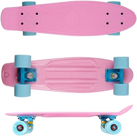 Cozylifeunion Retro Mini Cruiser 22 inch Complete Skateboard Mini PP Skate Board (Pink)