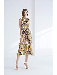 Vestidos florales sin mangas con cuello redondo para mujer