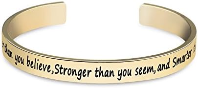 Wolentty Rose Gold Stainless Steel Inspirational Bangle Bracelet for Women Valentines Gift (You are Braver than you Believe Stronger than you Seem and Smarter than you Think)