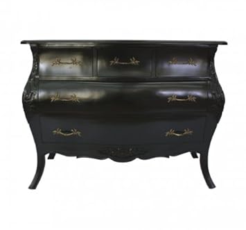 French Style Furniture Black 6 Drawer Bombe Chest Amazon Co Uk