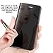 Phone Case for Samsung Galaxy Note 4 Flip Folio Leather Cover with Screen Protector S Smart Chip Cell Accessories Slim Hard Mirror Cute Clear View Glaxay Note4 N910A Not Notes Women Girls Men Black