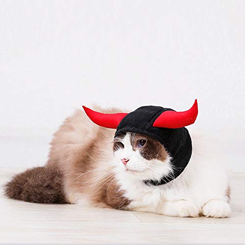 FineInno Pet Halloween Costume Hat Cat Headgear Headwear Headdress Animal Demon Shape Dress Up Hooded Cloak Outfits for Dog and Cat (Style 2 Demon) - Thumbnail 6