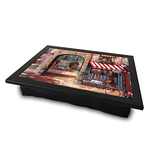 LaModaHome Old Days MDF Pillow Tray, View of Decent Neighborhood - Pillow Cushioned Accessories, Portable Bed Stand for Notebook or Serving, Suitable for Use on Table, Sofa, Chair