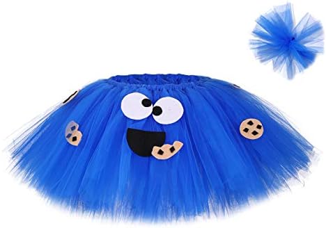 Kids Girls Cookie Tutu Skirt Halloween Birthday Cartoon Role Play Tutus Costume Blue