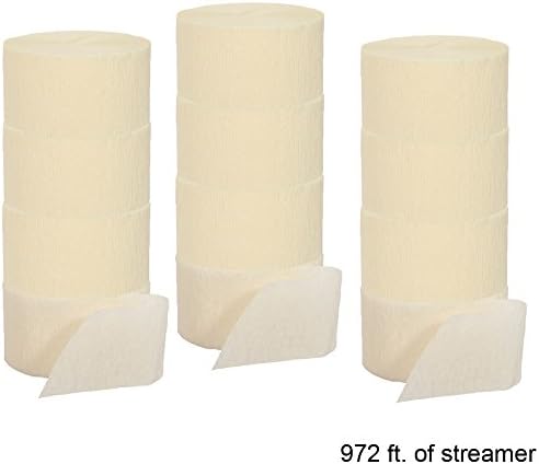 Crepe Paper Party Streamer Decorations 12 - 81 foot Rolls for Party Wedding Shower DIY (Ivory)