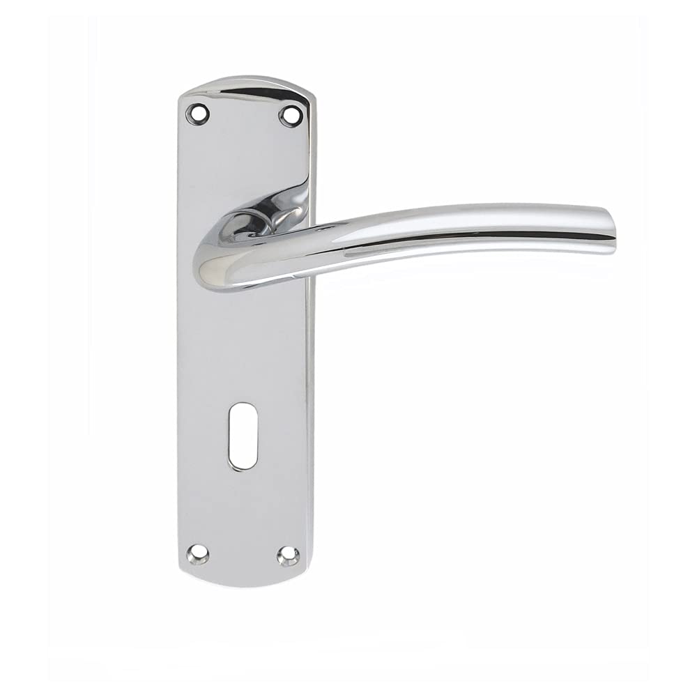 Serozzetta Liddel Door Handles on Backplate - Lock (57mm c/c) - Polished Chrome