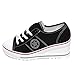 EpicStep Women's Casual Canvas Shoes Mid Heels Lace Up Fashion Sneakers