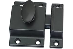 QCAA Traditional Large Oval Turn Cabinet Latch, Solid Brass, 2", for Cupboard & Other Furniture, Matte Black, 1 Pack, Made in Taiwan