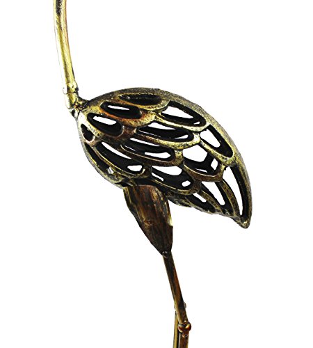 Seraphic Cast Iron Garden Decor Crane Bird Statue, Rustic Bronze