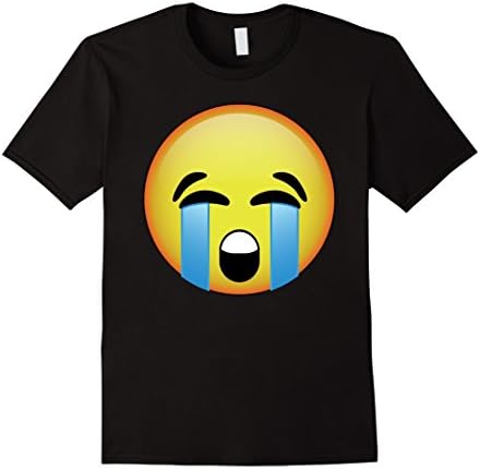 Mens HD Emoji Loudly Crying Face Shirt - Bawling Sad Emoticon Tee Large Black