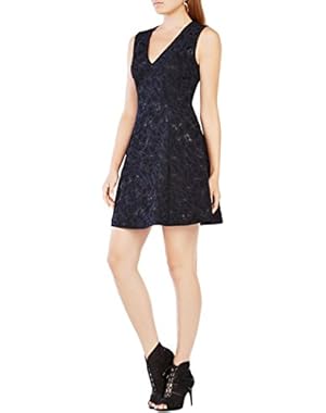 BCBG Maxazria Womens V-Neck Jacquard Sheath Dress Blue 0