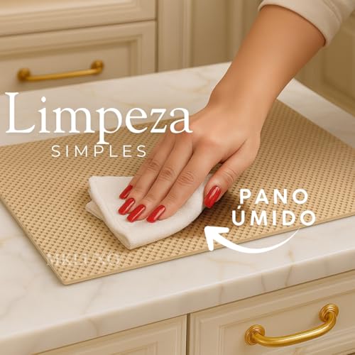 Kit 2 Unidades Forro Protetor para Gaveta de Cozinha Antiderrapante Armario Prateleira Multiuso Dispensa Lavável Recortável Casa Garagem Banheiro Geladeira Fácil de Limpar Mesa (Bege Claro)