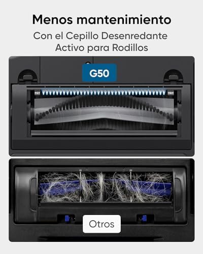 G50 Hybrid Robot Aspirador con Potente Succión de 4.000 Pa, Navegación Dinámica, Cepillo Desenredante Pro, Cepillo de Rodillos, Mopa para Limpieza Ligera, Pelos de Mascotas, Pisos Duros, Moqueta