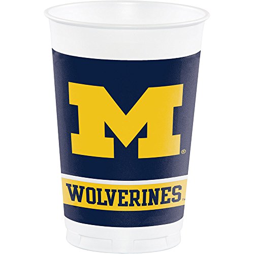 8-count ncaa 20 oz. premium plastic cups, michigan wolv…