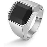 Mens Black Onyx Rings 925 Sterling Silver Square Agate Signet Rings For Men Luxury Ring Simple Design for Male Female