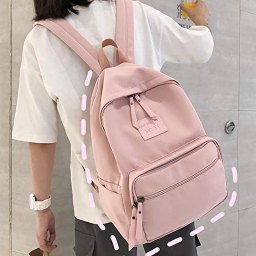 Excursion Sports Solid Color Zipper Backpack for Women, Girls Student Large Capacity Schoolbag Shoulder Bag, Lightweight Street Travel Camping Rucksack Satchel Daypacks