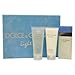 Light Blue by Dolce Gabbana 3 Piece Gift Set, 3.4 oz Eau de Toilette Spray, 3.3 oz Body Cream, 3.3 oz Shower Gel