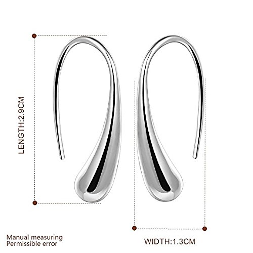 Fashion Classic Sterling Silver Thread Drop Earrings Teardrop Back Earrings (White/1 Pair)