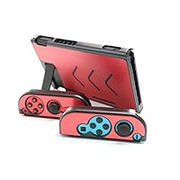 Aluminum Anti-Scratch Dustproof Hard Back Protective Case Cover Shells for Nintendo Switch NS Console with Joy-Con Controller (Red)