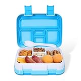 Kids Lunch Box - Leakproof 5-Compartment Bento Box for Kids and Toddler, Travel and On-the-go Meal and Snack Packing Food Storage Container, Lunch Box for boys and Girls (Blue)