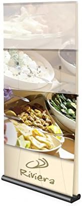 Testrite Visual Office Tradeshow Display Mercury Retractable Banner Stand Ry2 Banner Stand 36" Double Sided, Silver W/ Hard Case