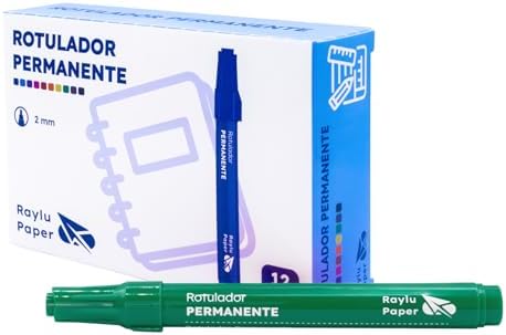 Rotuladores Permanentes con Punta de 2mm, Rotulador Permanente Resistente al Agua y la Decoloración de Secado Rápido, Ideal para Papel, Cartón, Plástico, Metal y Tela (12, Verde)