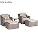 SOLAURA 5 Piece Patio Conversation Set Outdoor Furniture Set, Grey Wicker Lounge Chair with Ottoman Footrest, W/Coffee Table & Cushions (Beige) for Garden, Patio, Balcony, Deck