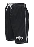 Mens Lifeguard Swimwear Board Short Swim Trunk (MG001) - Black - X-Large