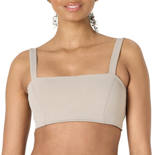 Amazon Essentials Soutien-Gorge de Sport Forme Bandeau Active FormFlex, Bretelles Réglables, Ultra Doux, Soutien Léger Femme, Taupe, S