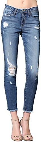 Flying Monkey Beach Bum Mid Rise Distressed Waistband Raw Hem Skinny Y2130 (28)