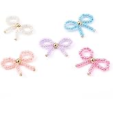 DanLingJewelry 50Pcs Colorful Handmade Bowknot Beaded Charms Lovely Bow Tie Glass Seed Beads Pendants for Jewelry Making Findings